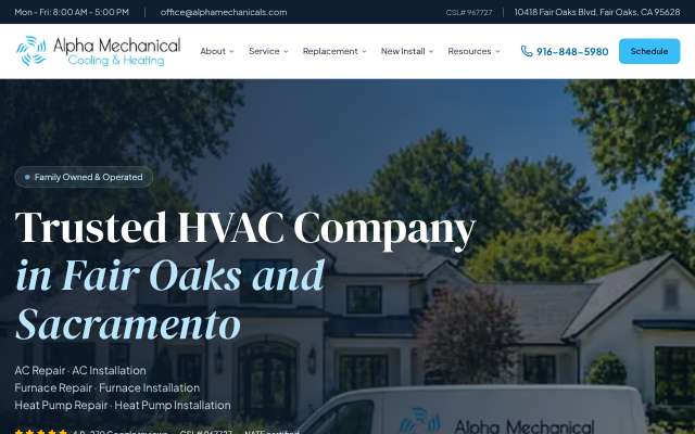 Alpha Mechanical's page as the assistant saw it