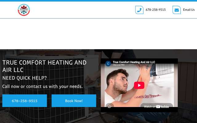 True Comfort Heating's page as the assistant saw it