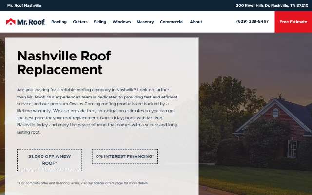 Page cited for Mr. Roof Nashville