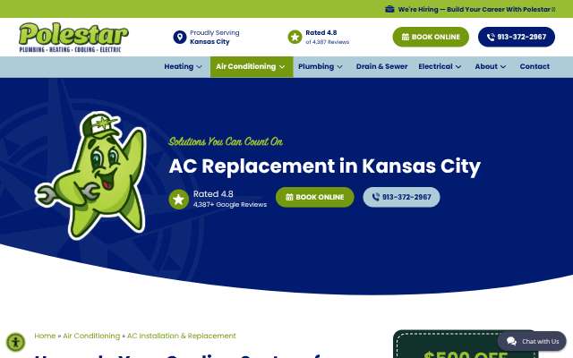 Polestar Plumbing, Heating & Cooling's page as the assistant saw it
