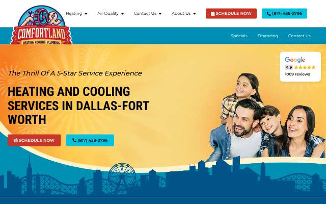Comfort Land Heating, Cooling, and Plumbing's page as the assistant saw it