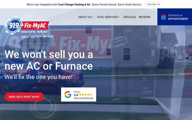 919 Fix My AC's page as the assistant saw it