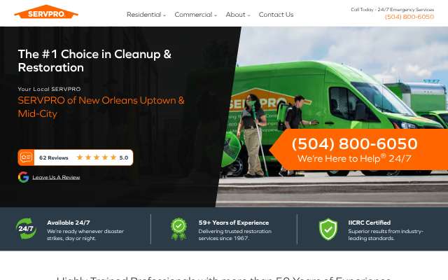 SERVPRO of New Orleans Uptown & Mid-City's page as the assistant saw it