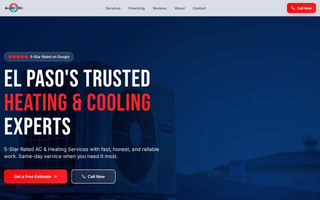 Alamo HVAC's page as the assistant saw it