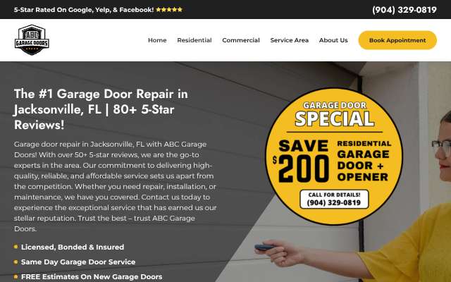 ABC Garage Doors's page as the assistant saw it