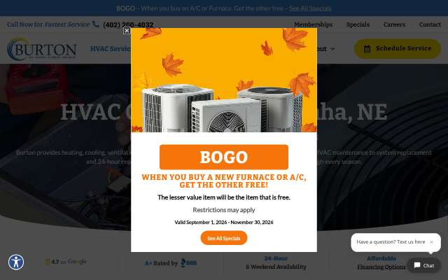 Burton AC Heating Plumbing And More's page as the assistant saw it