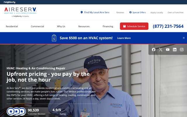 Aire Serv of Chesapeake's page as the assistant saw it