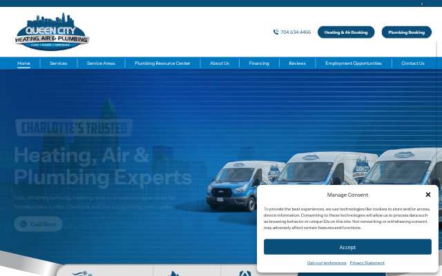 Queen City Heating, Air & Plumbing's page as the assistant saw it