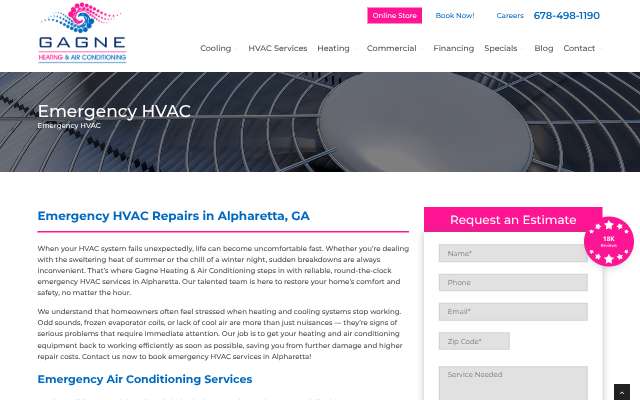 Gagne Heating & Air Conditioning's page as the assistant saw it