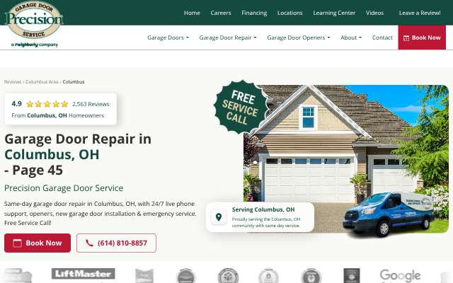 Page cited for Precision Garage Door of Columbus