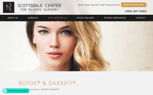 Scottsdale Center for Plastic Surgery's page as the assistant saw it