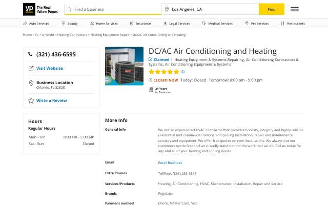 Page cited for DC/AC Air Conditioning and Heating
