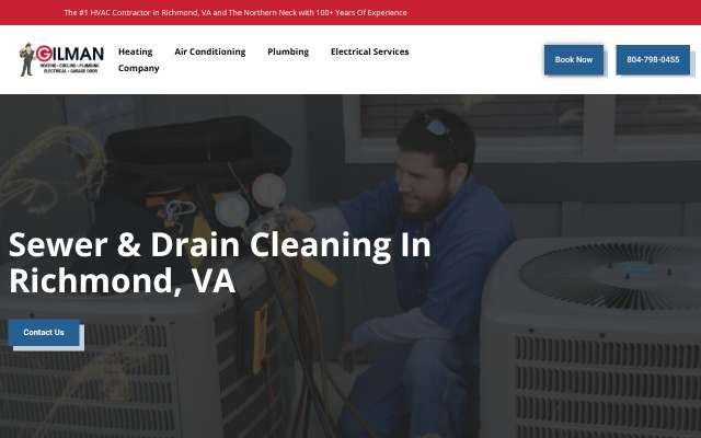 Gilman Heating, Cooling & Plumbing's page as the assistant saw it