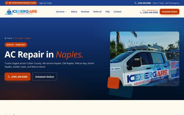 Iceberg Aire Heating and Cooling, LLC's page as the assistant saw it