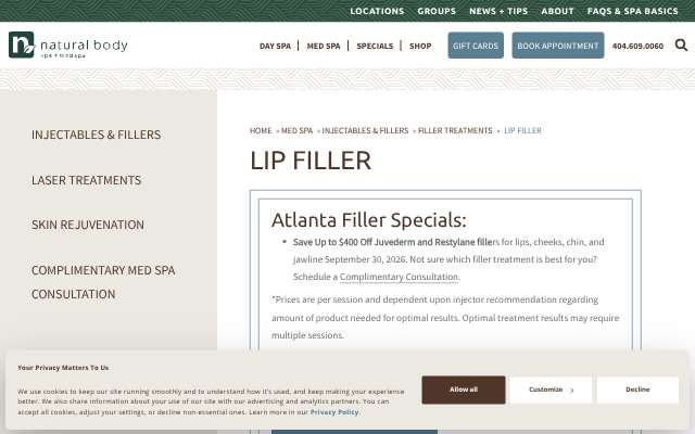 Page cited for Natural Body Spa + Med Spa (Brookhaven)