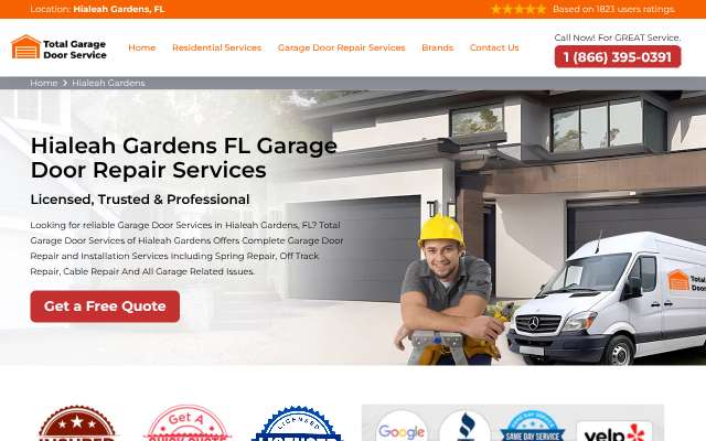 Total Garage Door Services's page as the assistant saw it