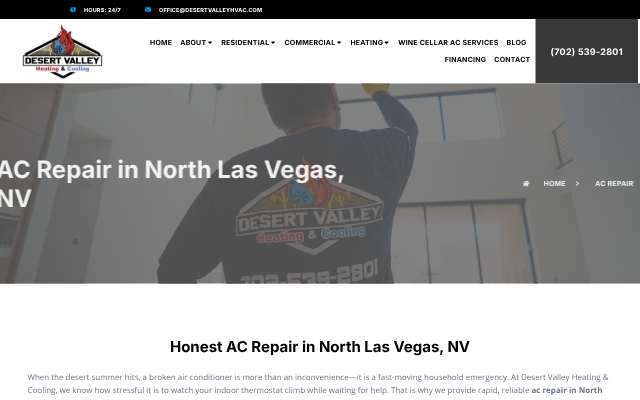 Desert Valley Heating & Cooling's page as the assistant saw it