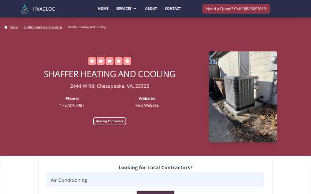 Page cited for Shaffer Heating and Cooling