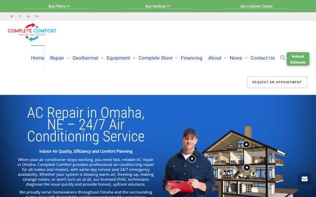 Complete Comfort's page as the assistant saw it