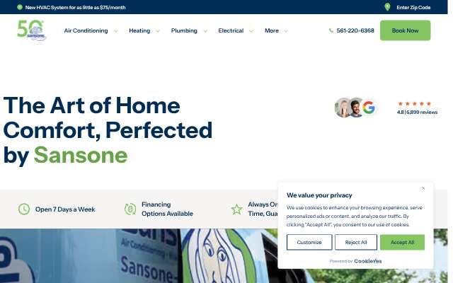 Sansone Air Conditioning and Plumbing's page as the assistant saw it