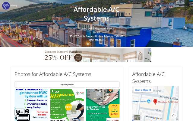 Affordable A/C Systems's page as the assistant saw it