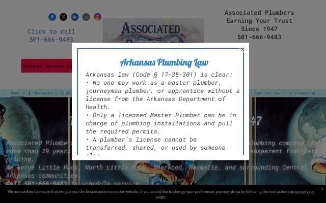 Associated Plumbers's page as the assistant saw it