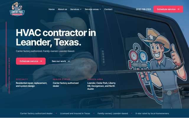 Comfort Pros Heating & Air's page as the assistant saw it