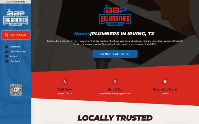 Big Brother Plumbing's page as the assistant saw it