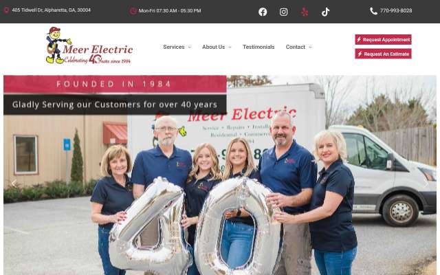 Meer Electric's page as the assistant saw it
