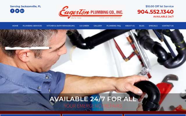Eagerton Plumbing's page as the assistant saw it