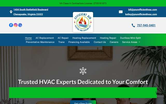 Efficient Air Heating and Cooling LLC's page as the assistant saw it