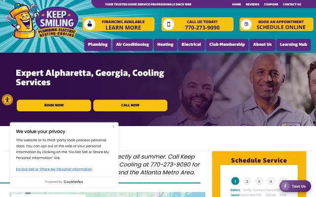 Keep Smiling Plumbing Electric Heating and Cooling's page as the assistant saw it