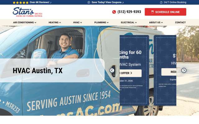 Stan's Heating, Air, Plumbing & Electrical's page as the assistant saw it