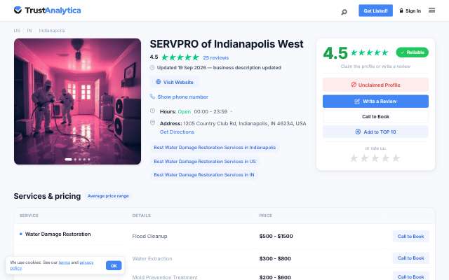 SERVPRO of Indianapolis West's page as the assistant saw it