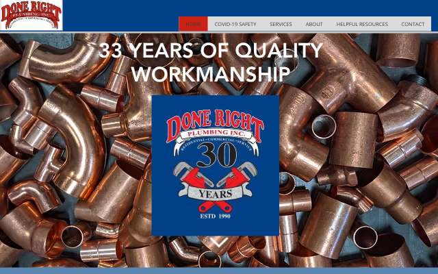 Done Right Plumbing's page as the assistant saw it