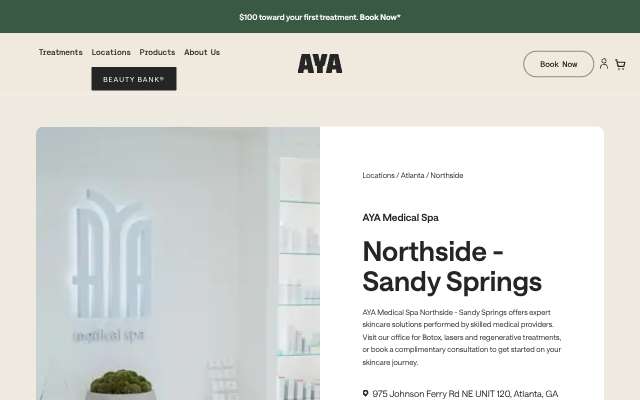 AYA Medical Spa Northside - Sandy Springs's page as the assistant saw it