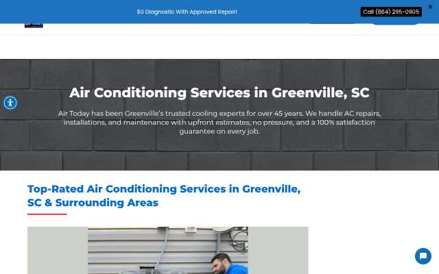 Air Today Heating & Cooling's page as the assistant saw it