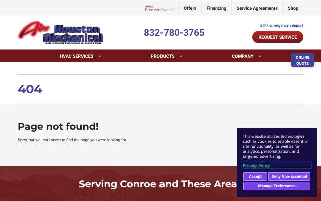 Air Houston Mechanical's page as the assistant saw it