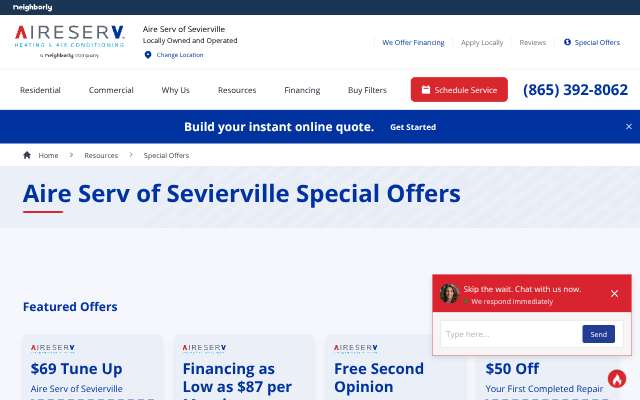 Aire Serv of Sevierville's page as the assistant saw it