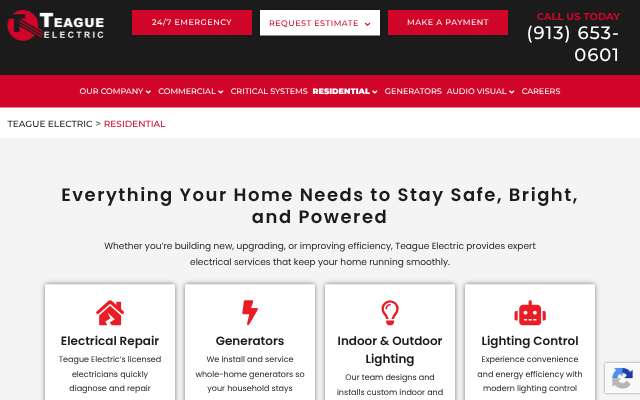 Teague Electric's page as the assistant saw it