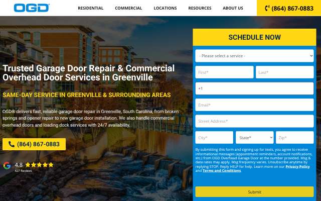OGD Overhead Garage Door's page as the assistant saw it