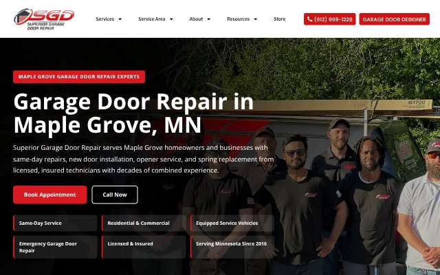Superior Garage Door Repair's page as the assistant saw it