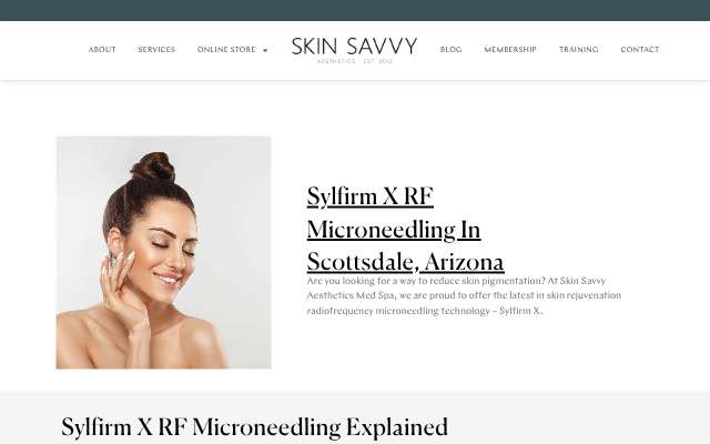 Skin Savvy Aesthetics's page as the assistant saw it