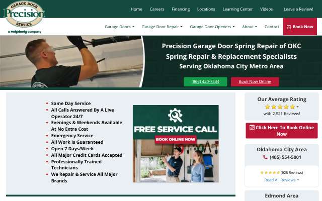 Precision Garage Door of Oklahoma City's page as the assistant saw it