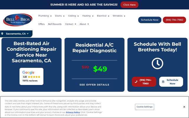 Bell Brothers Plumbing, Heating & Air's page as the assistant saw it