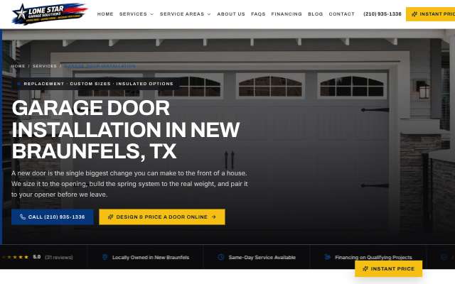 Lone Star Garage Solutions's page as the assistant saw it