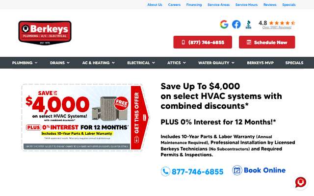 Berkeys Plumbing, Air Conditioning & Electrical's page as the assistant saw it