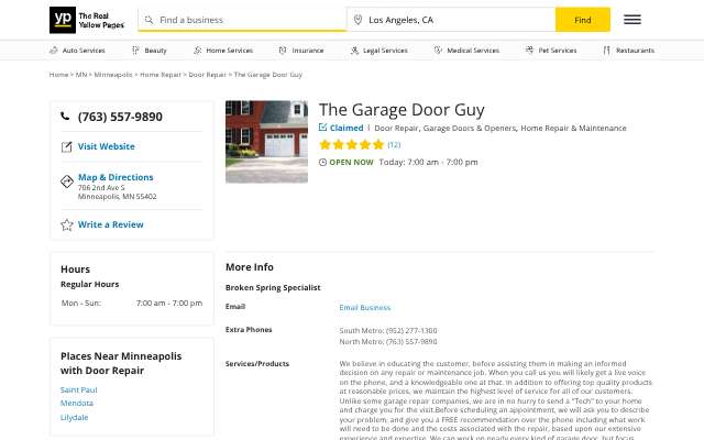 Page cited for The Garage Door Guy