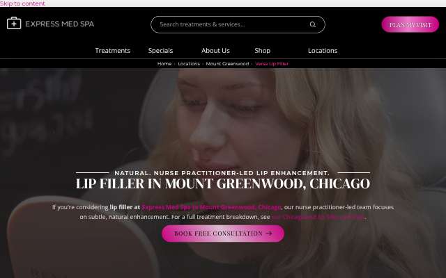 Express Med Spas (nurse practitioner-led, Mount Greenwood)'s page as the assistant saw it
