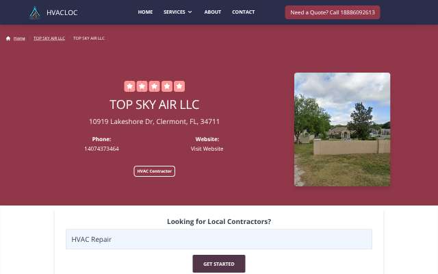 TOP SKY AIR LLC's page as the assistant saw it